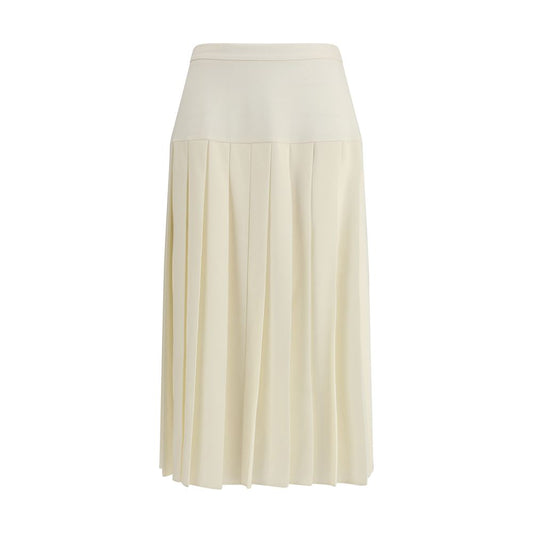 Alessandra Rich White Fleece Wool Midi Skirt