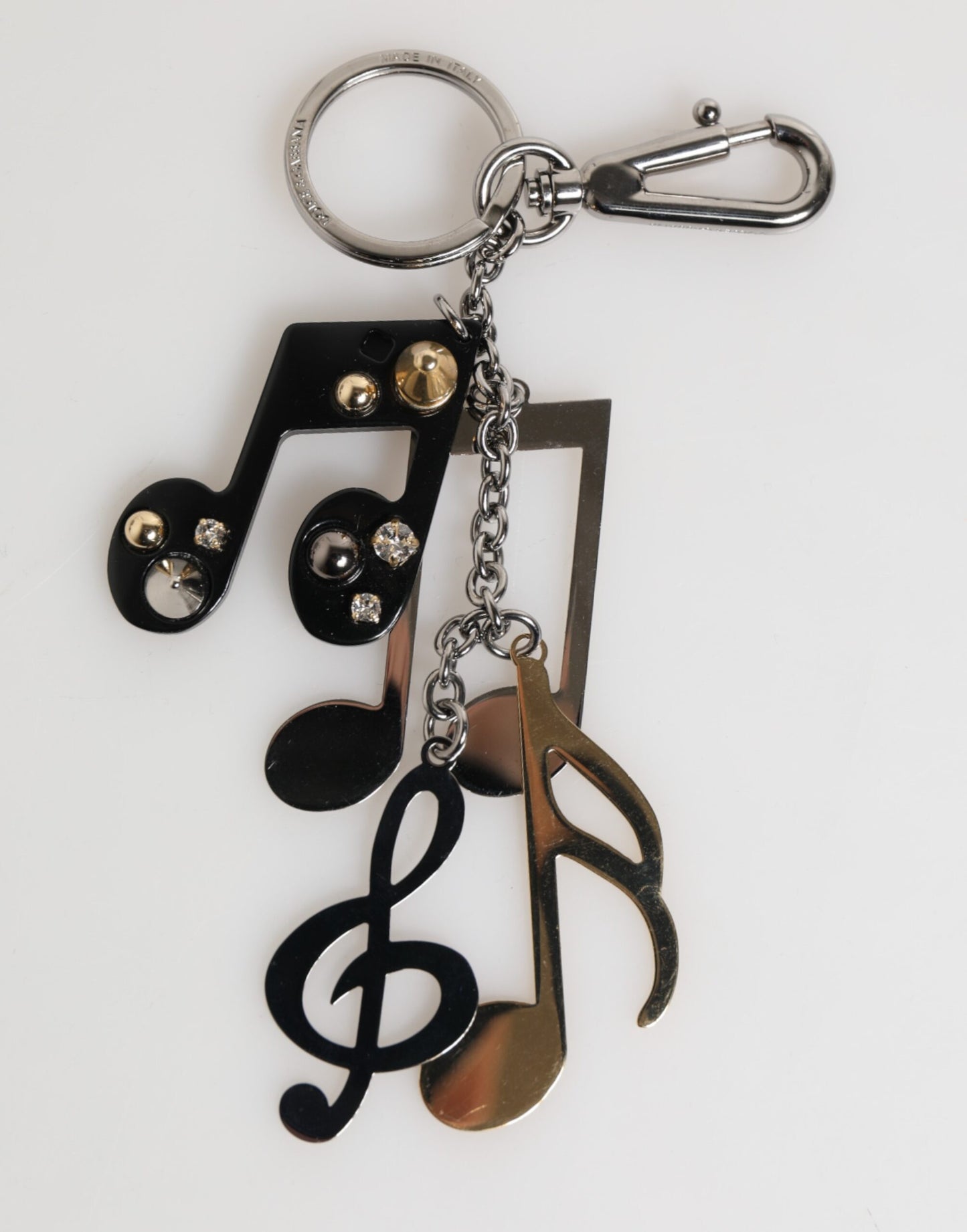 Dolce & Gabbana Silver Musical Note Key Holder Keychain Bag Charm Keyring