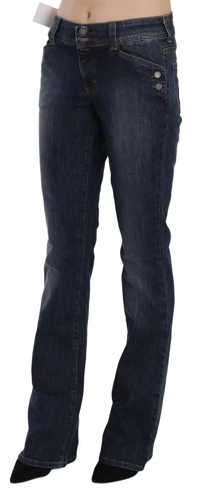 John Galliano Blue Washed Mid Waist Flared Denim Casual Pants Jeans