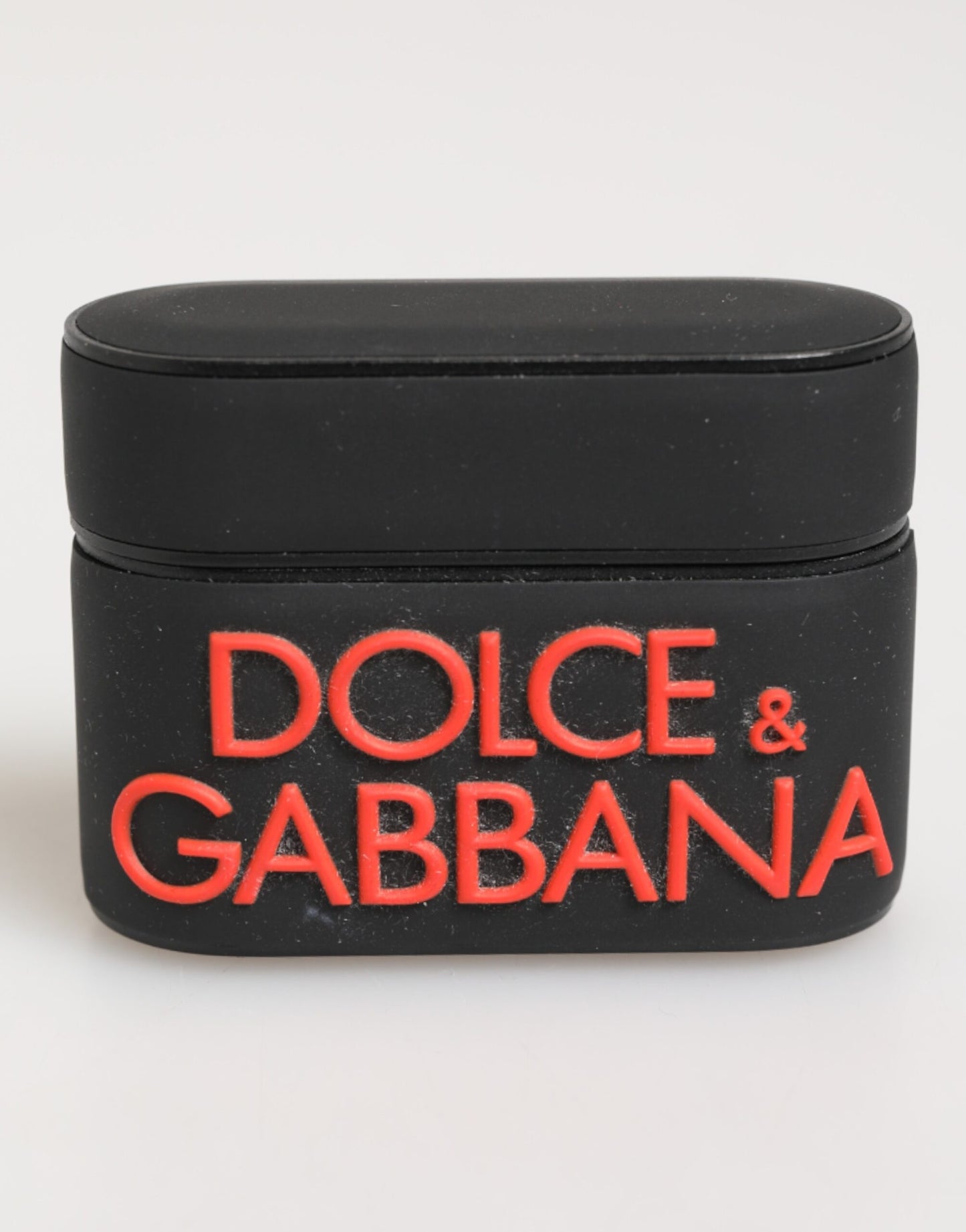 Dolce & Gabbana Black Orange Rubber Logo Embossed Accessory Airpods Case