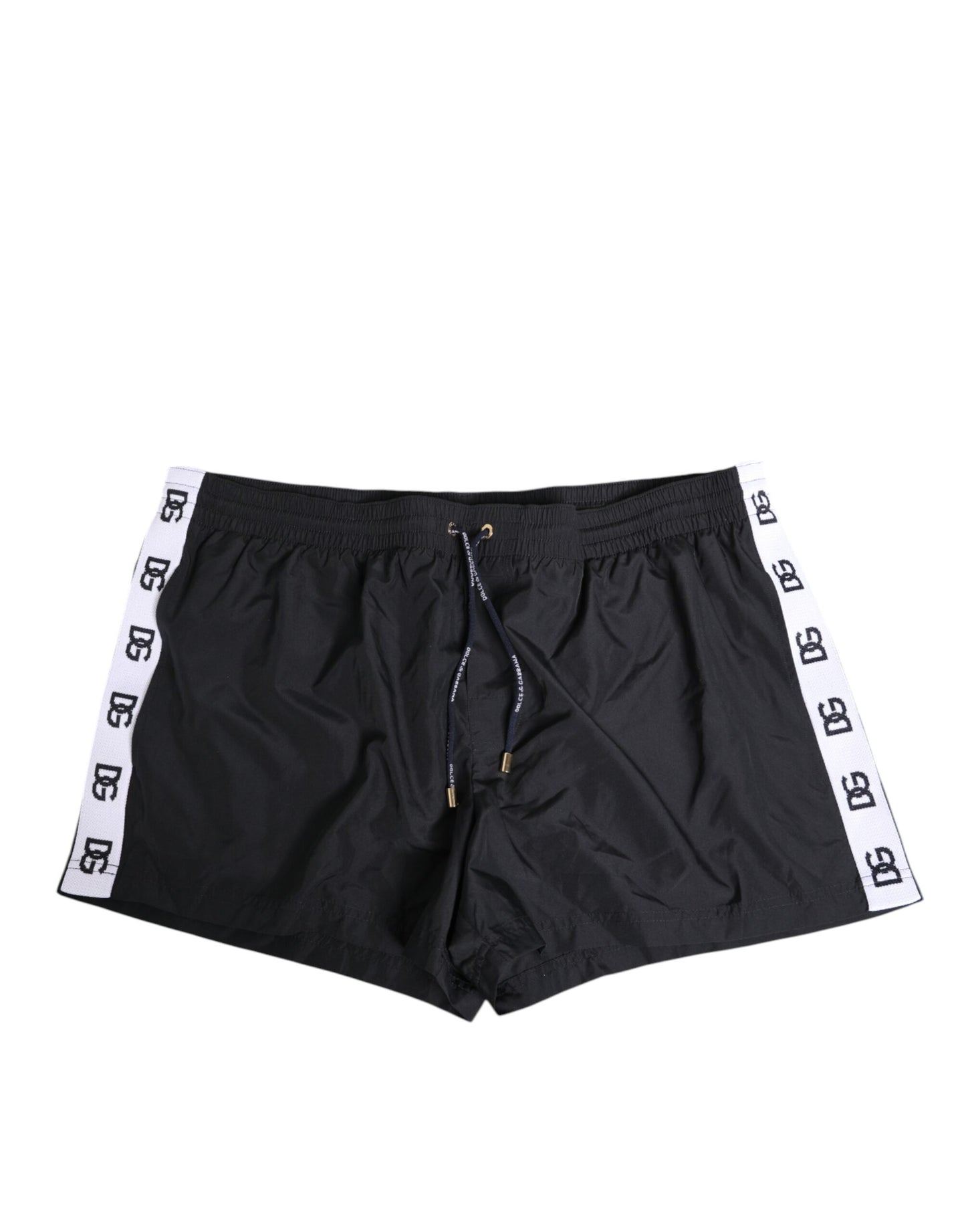 Dolce & Gabbana Black Nylon Side Logo Tape Shorts Swimwear