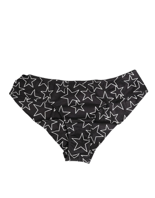 Dolce & Gabbana Black White Star Print Cotton Slip Panty Underwear