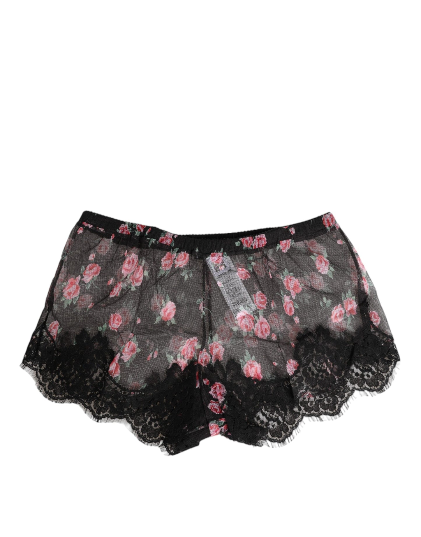 Dolce & Gabbana Black Pink Floral Lace Mesh Lingeri Underwear