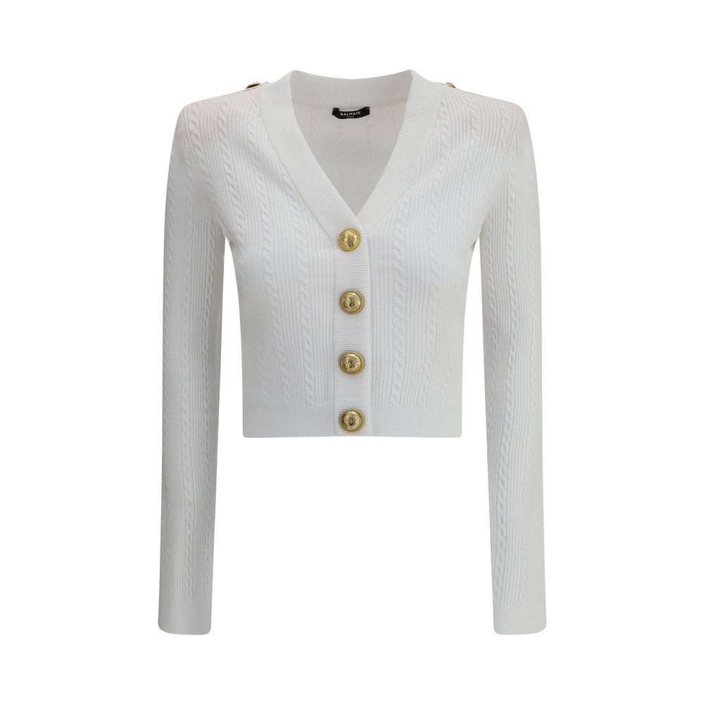 Balmain White Viscose Cardigan