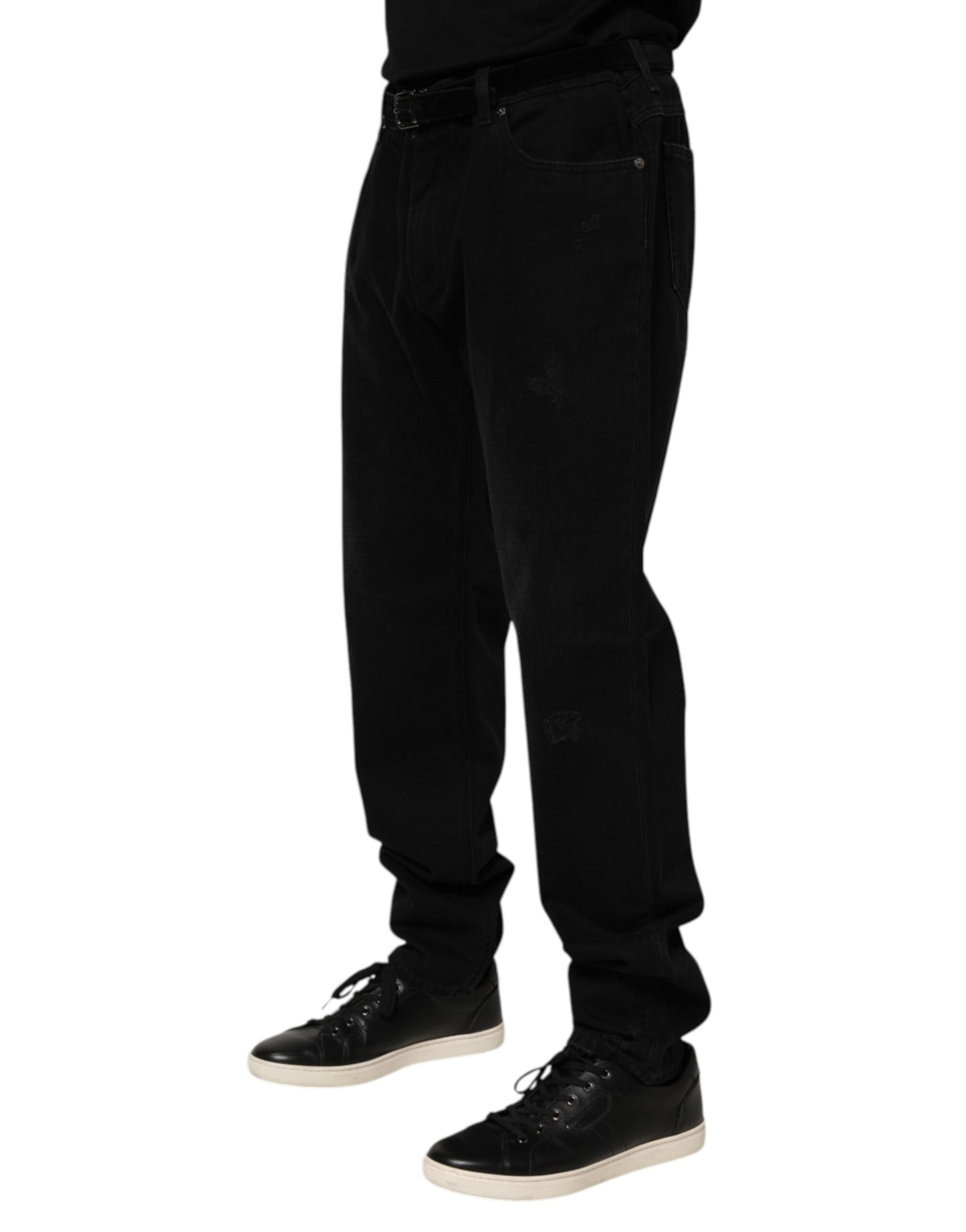 Dolce & Gabbana Black Cotton Regular Denim Men Trouser Jeans