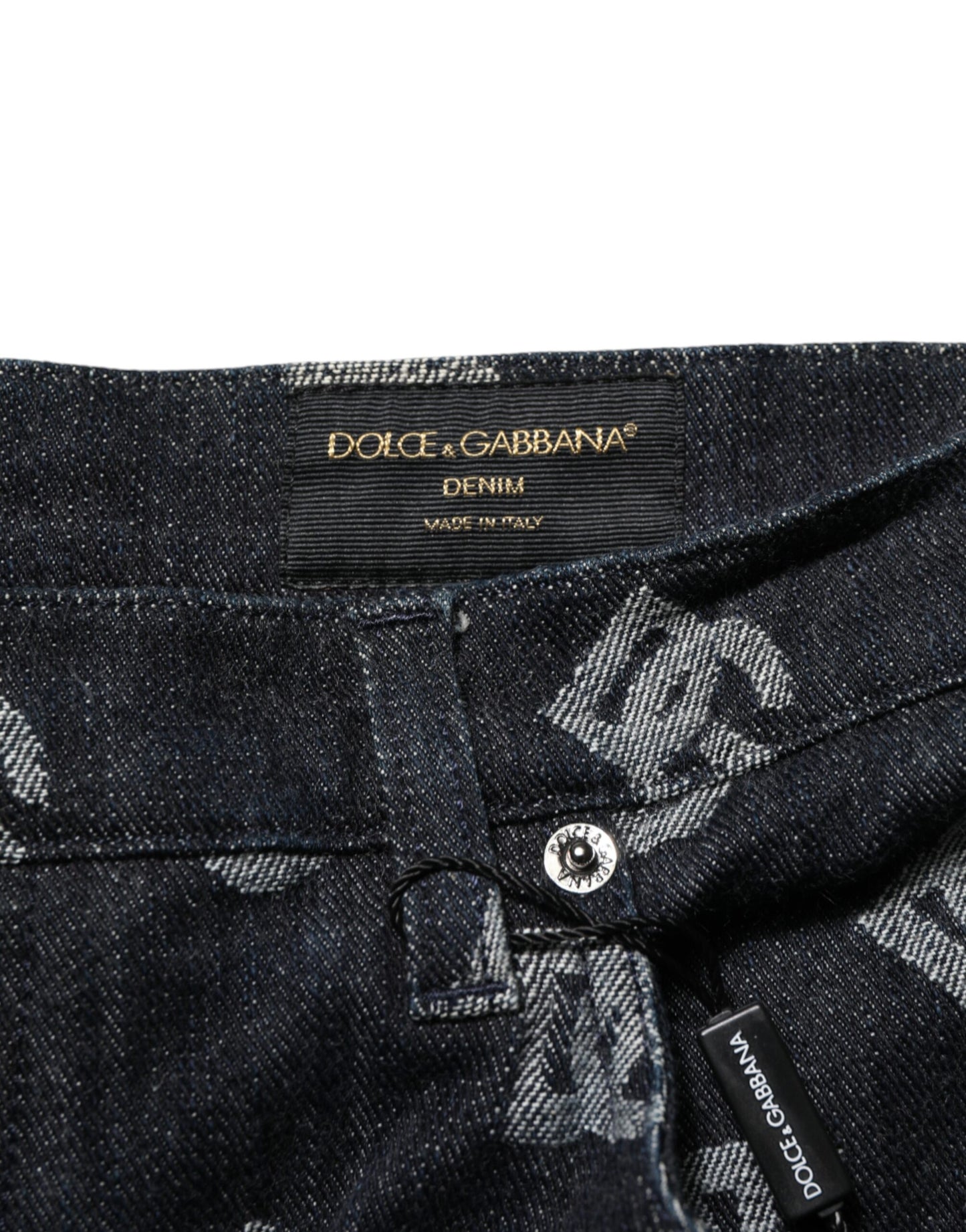 Dolce & Gabbana Black Monogram Denim Cargo Men Bermuda Short