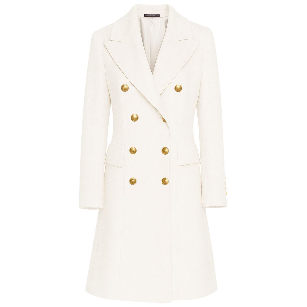 Made in Italy White Wool Women Coat