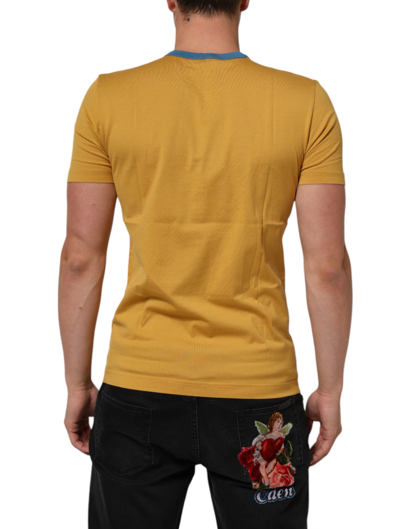 Dolce & Gabbana Yellow Logo Crew Neck Short Sleeves T-shirt