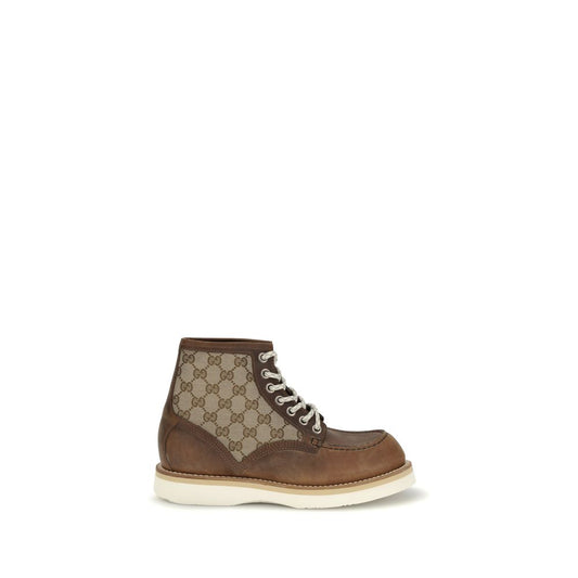 Gucci Brown Leather Lace-Up Boots