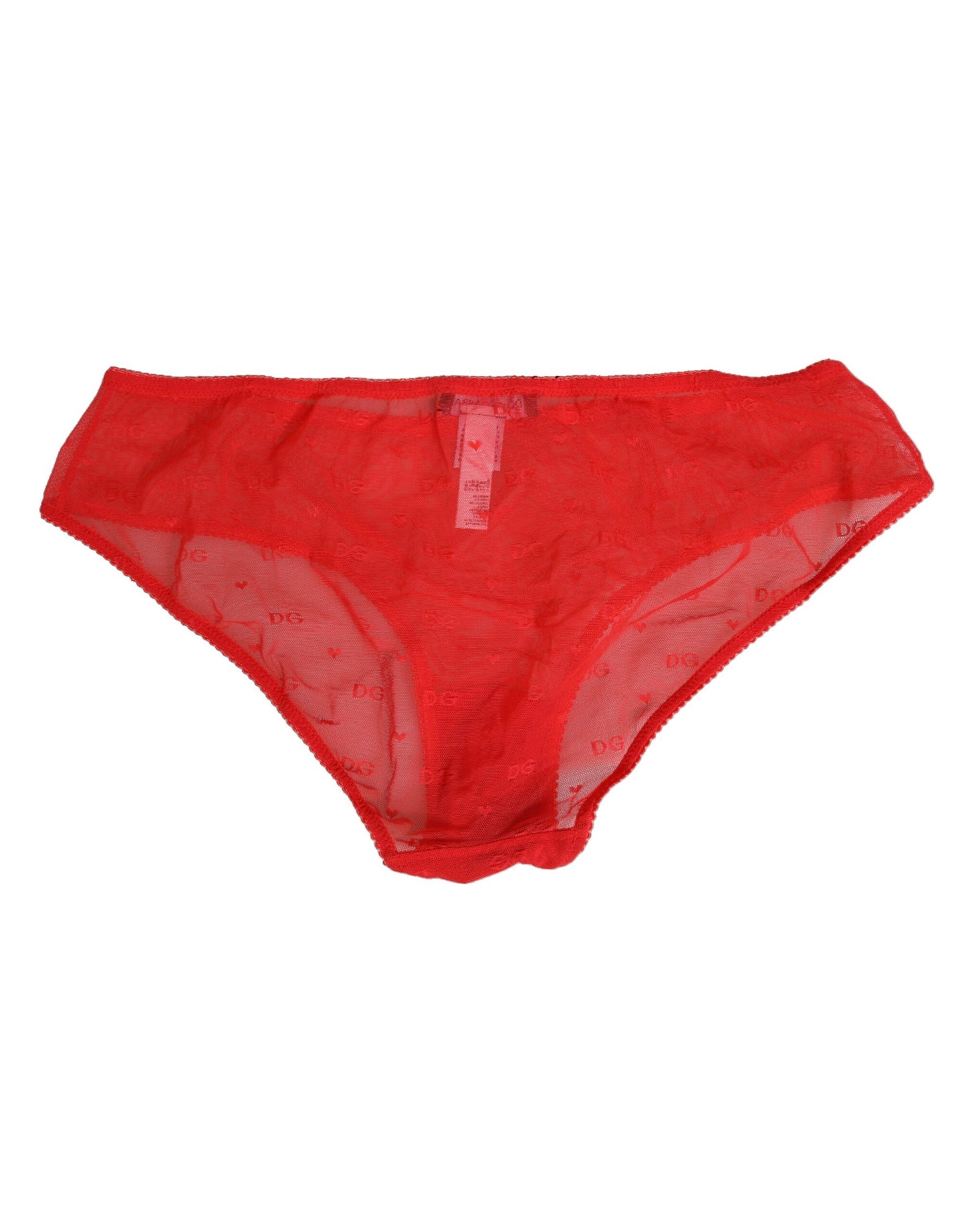 Dolce & Gabbana Red Nylon Sheer Mesh Lace Brief Panty Underwear