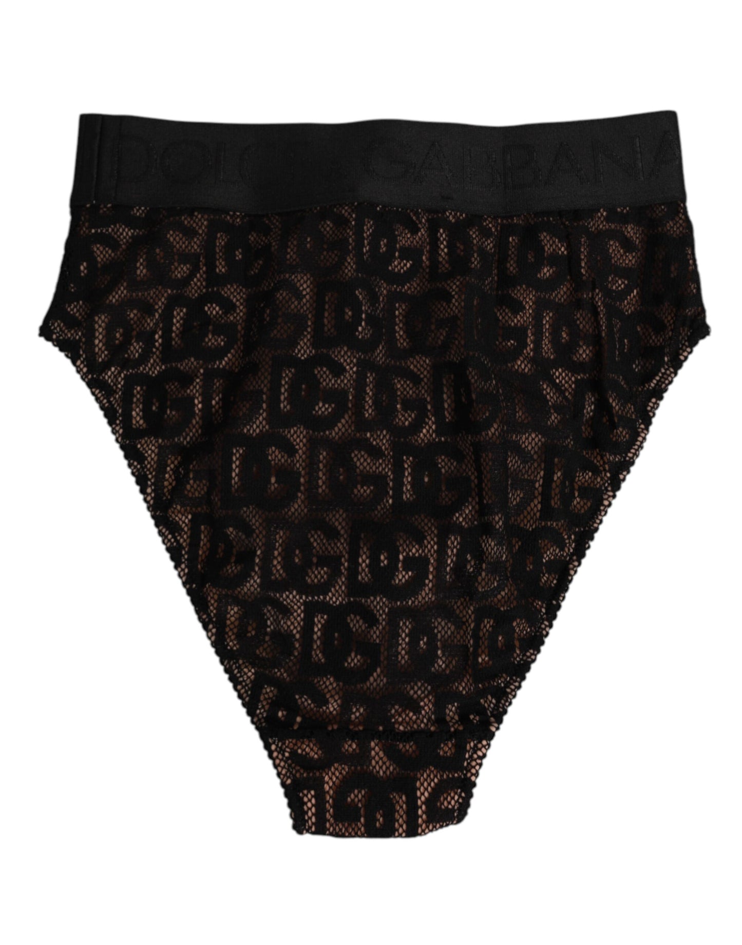 Dolce & Gabbana Black DG Logo Lace High Brief Panty Underwear