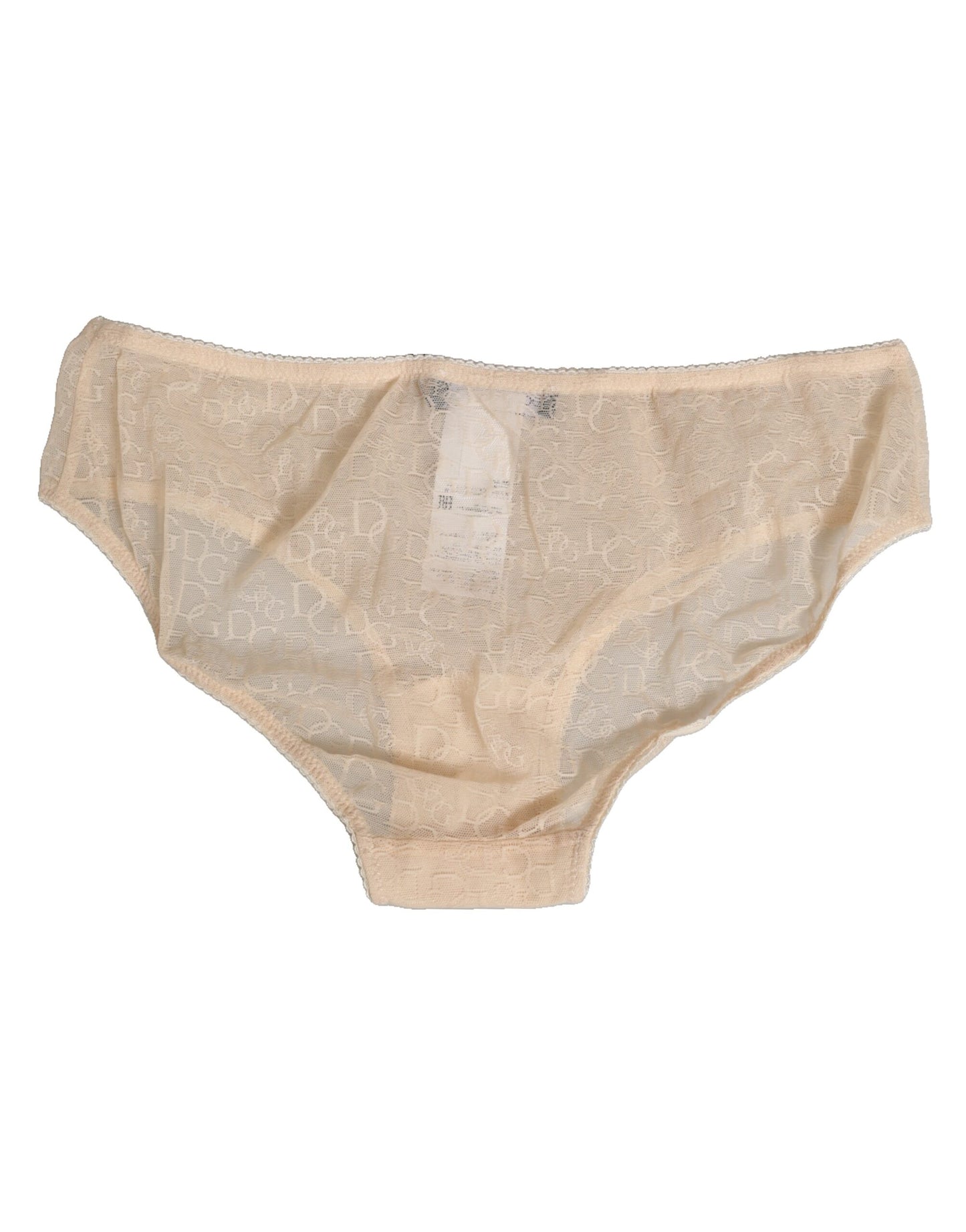 Dolce & Gabbana Beige DG Logo Lace Mid Waist Panty Underwear