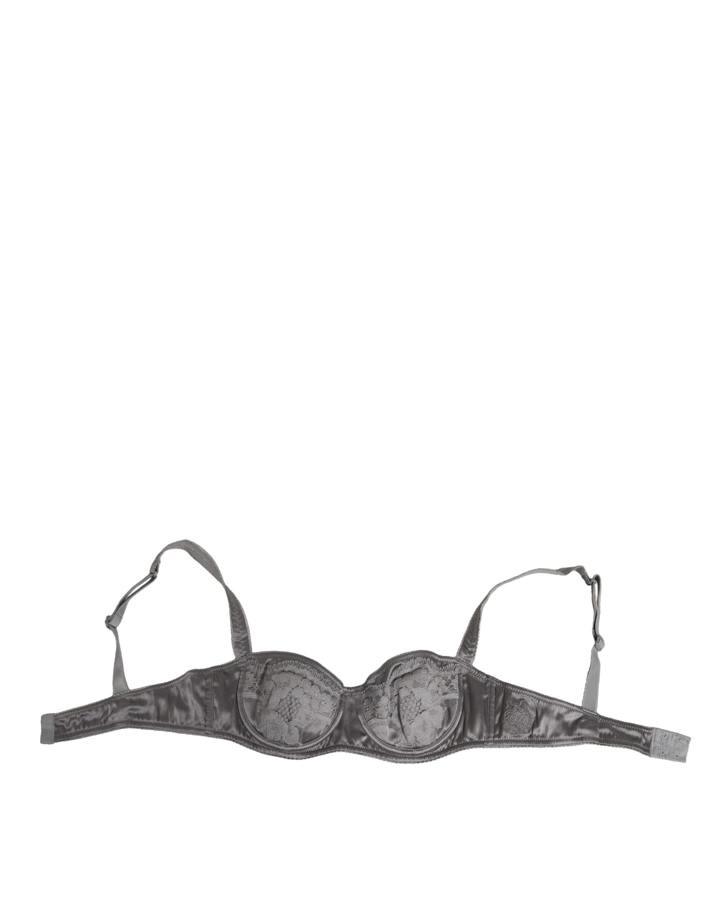 Dolce & Gabbana Gray Silk Underwired Balconette Bra Underwear
