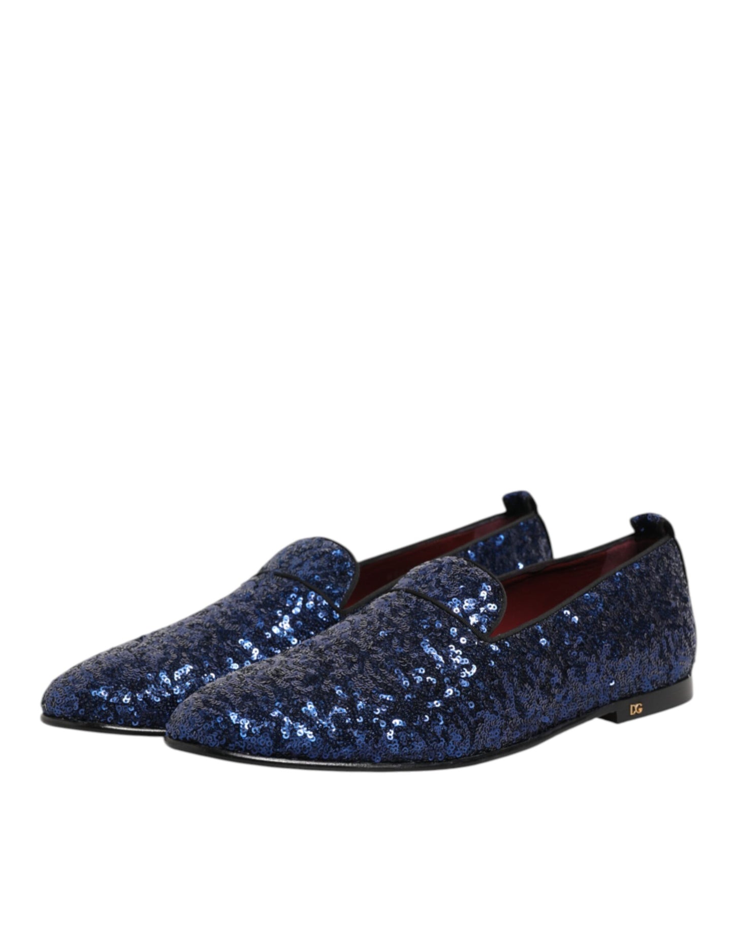 Dolce & Gabbana Blue Sequined Loafers Slippers Men Dress Shoes