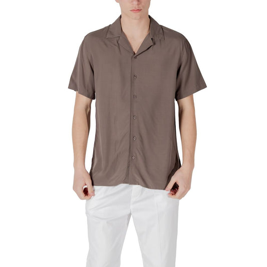 Gianni Lupo Brown Viscose Shortsleeve Shirt
