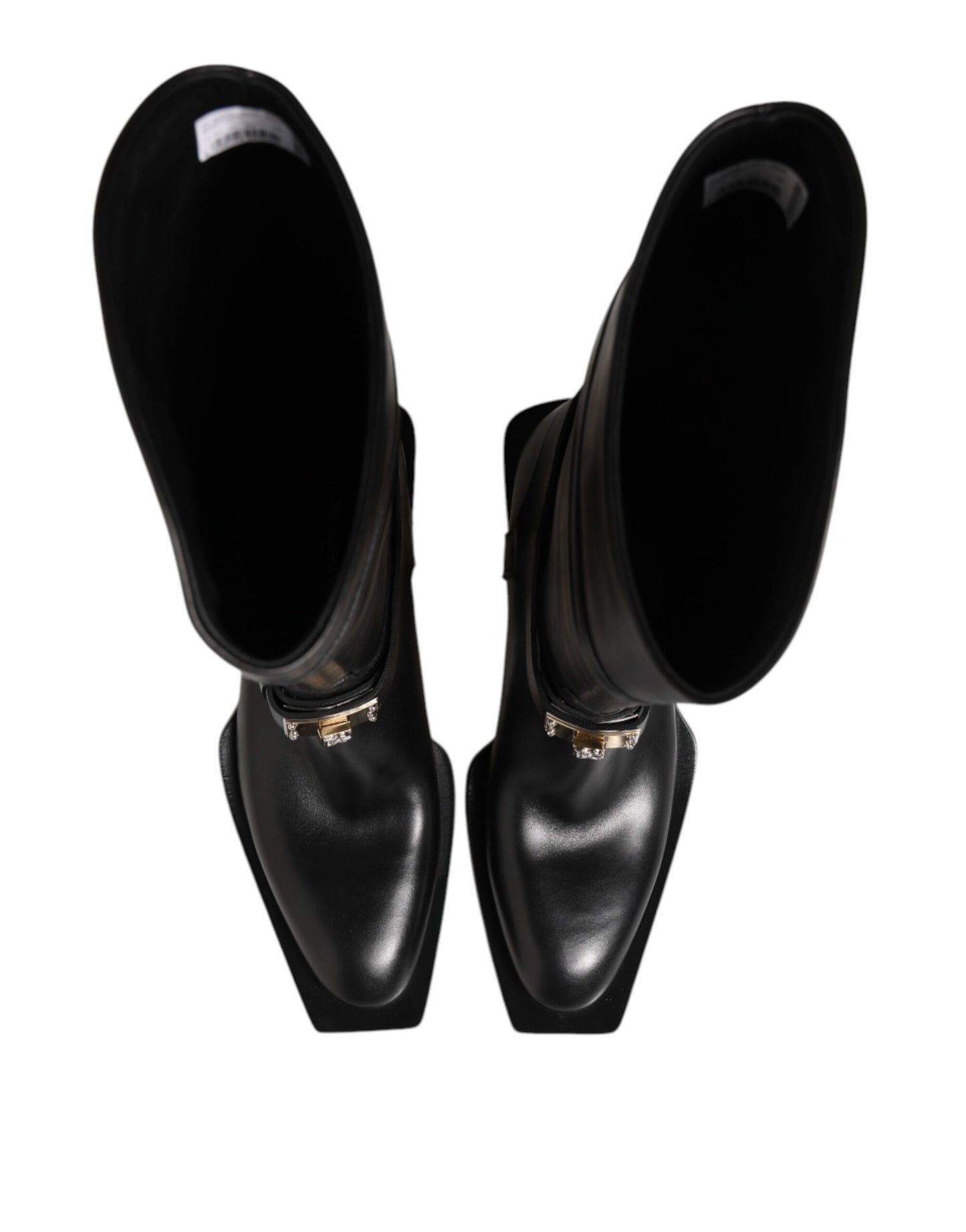 Dolce & Gabbana Black Logo Plaque Over The Calf Boot Shoes