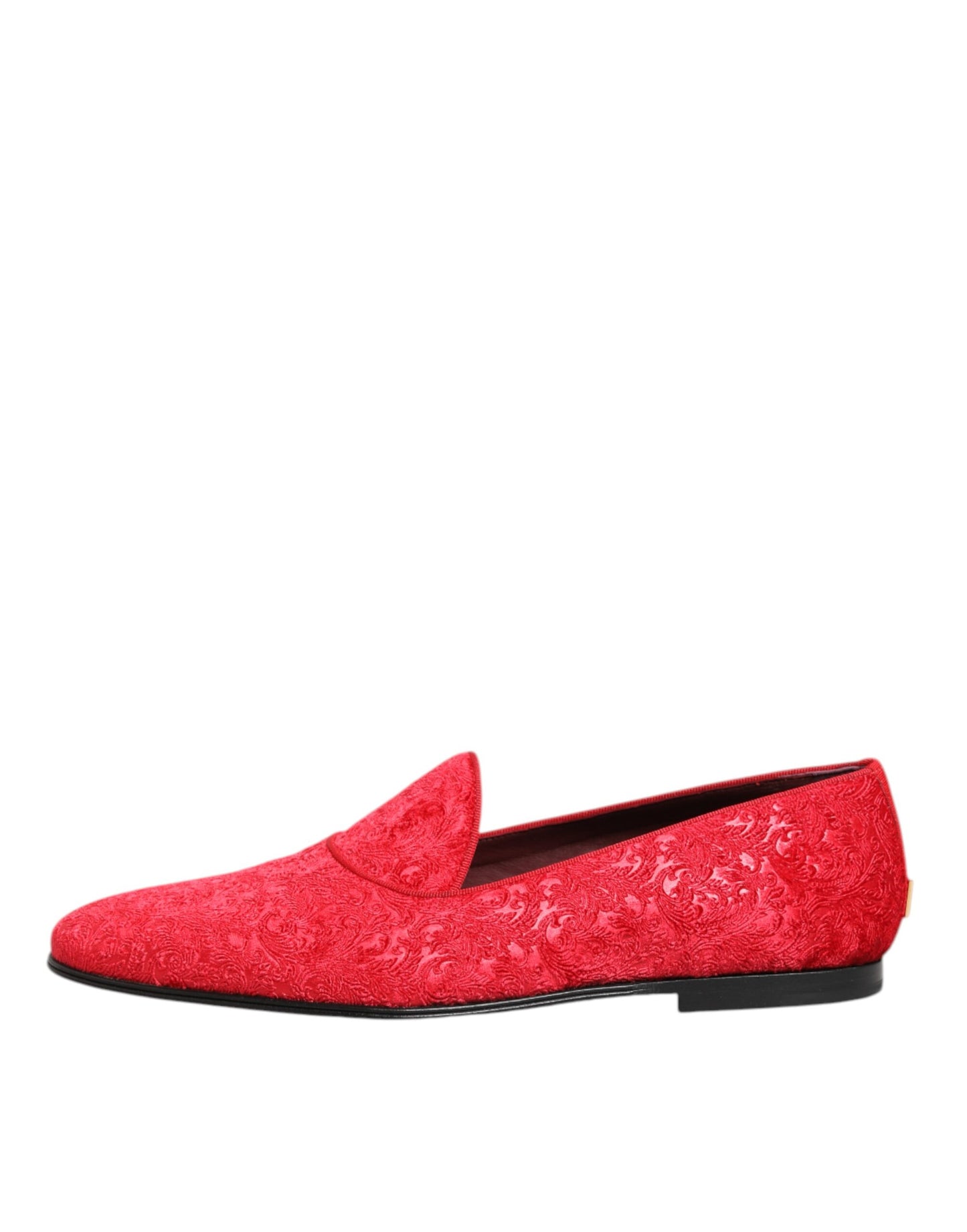 Dolce & Gabbana Red Jacquard Loafers Formal Men Dress Shoes
