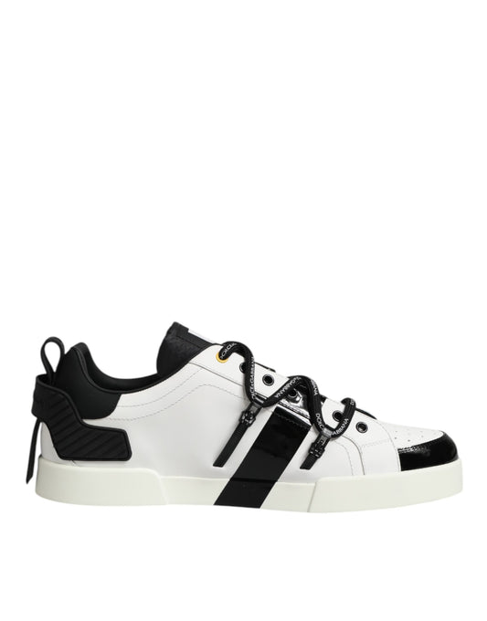 Dolce & Gabbana White Leather Logo Portofino Sneakers Shoes