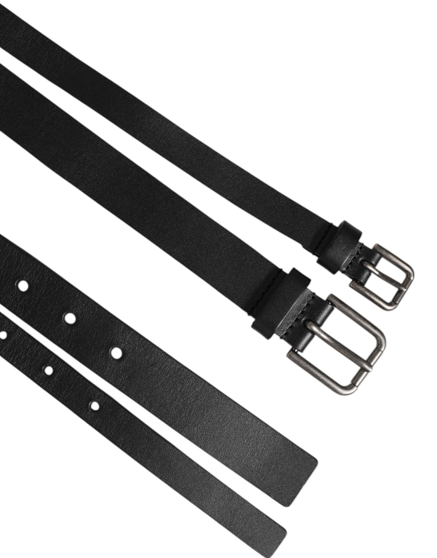 Dolce & Gabbana Black Double Strap Leather Buckle Men Belt