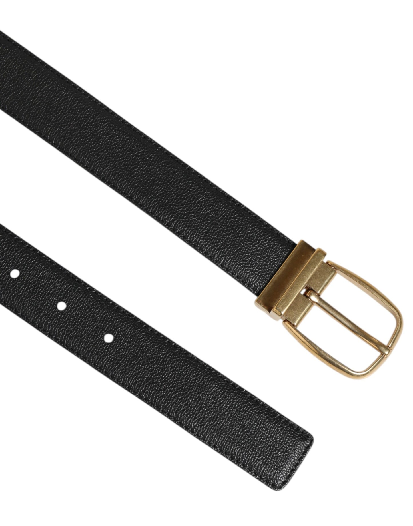 Dolce & Gabbana Black Leather Classic Metal Logo Buckle Belt