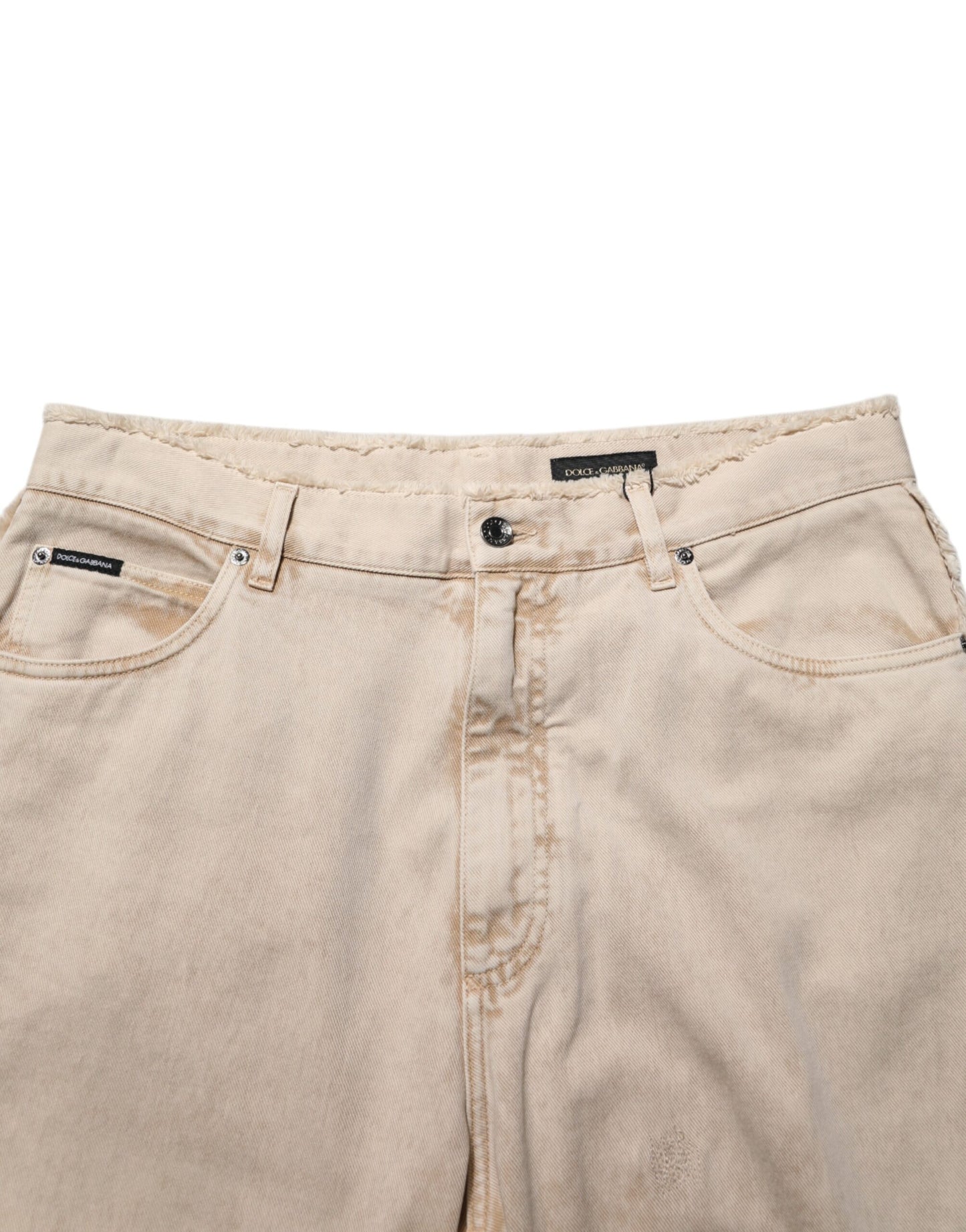 Dolce & Gabbana Beige Cotton Straight Denim Trouser Jeans