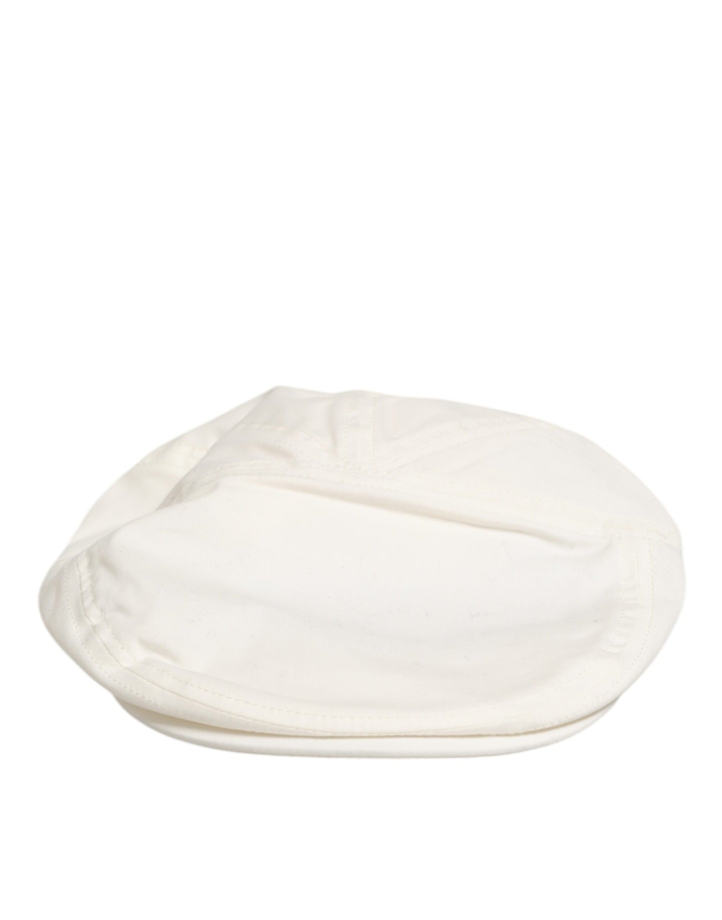 Dolce & Gabbana White Cotton Blend Leather Trim Flat Men Cap Hat