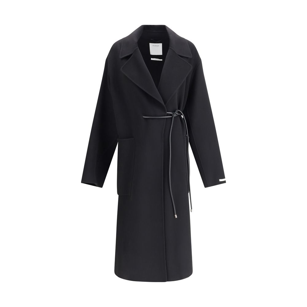Max Mara Black Fleece Wool Coat
