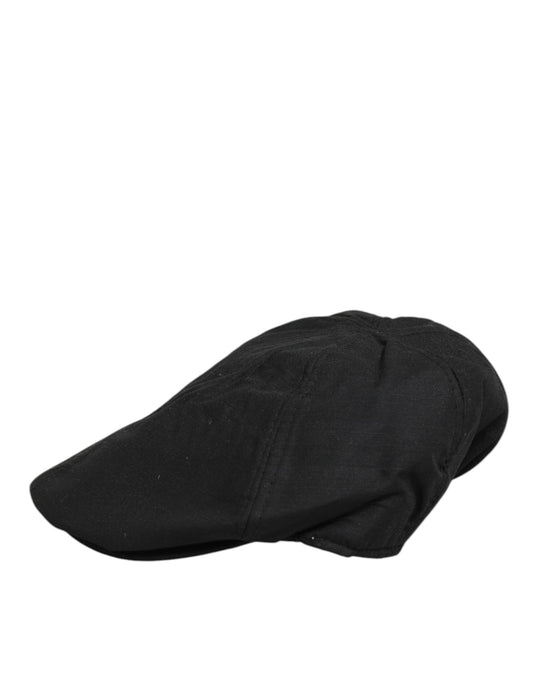 Dolce & Gabbana Black Cotton DG Logo Newsboy Cloth Capello Hat