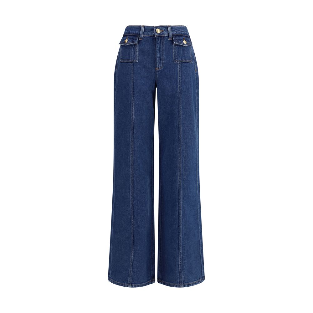 7FOR Blue Cotton High-Waisted Jean