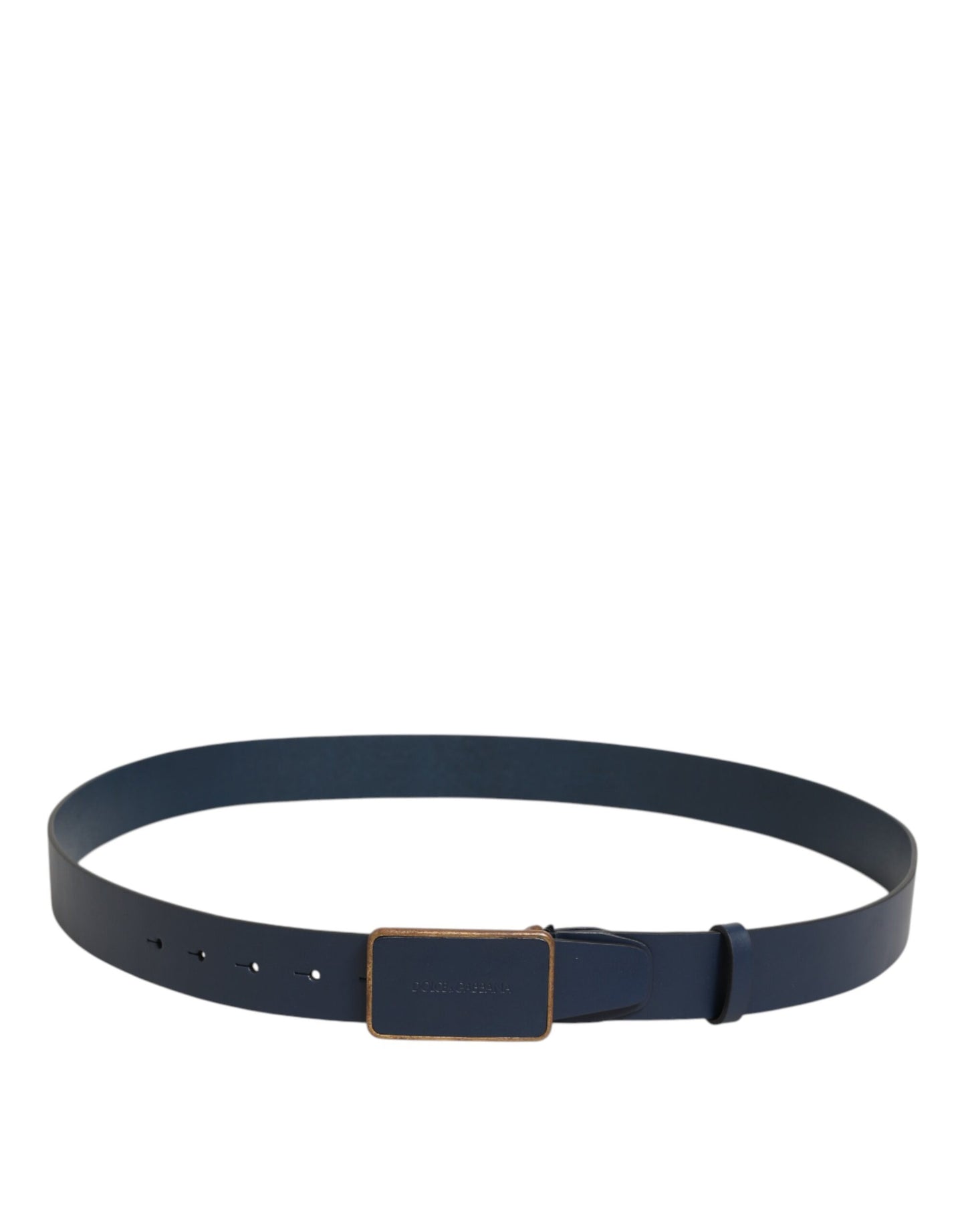 Dolce & Gabbana Blue Leather Classic Metal Logo Buckle Belt