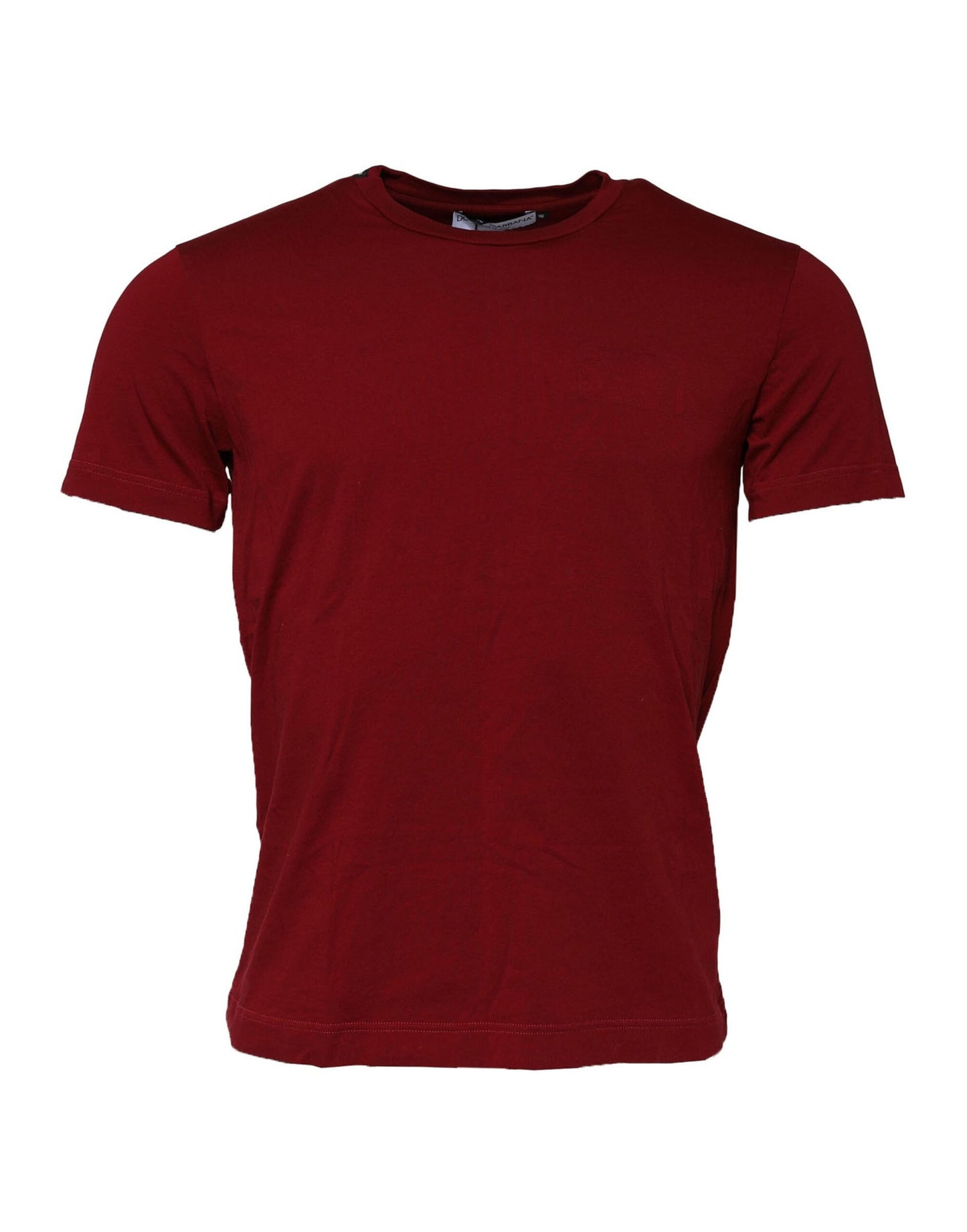 Dolce & Gabbana Maroon Cotton Crew Neck Short Sleeves T-Shirt