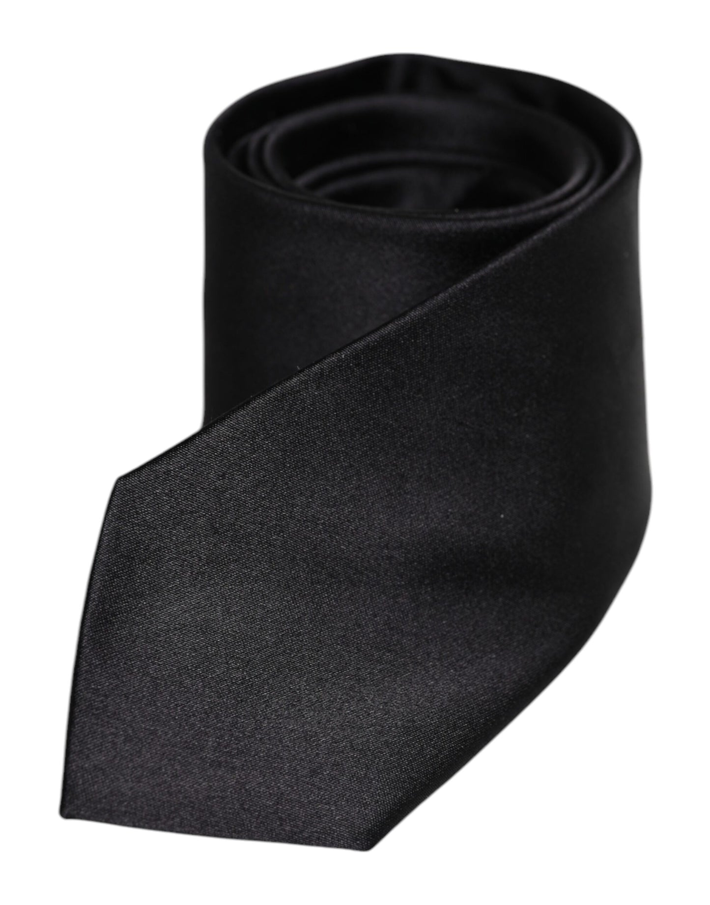 Dolce & Gabbana Men Black Solid Silk Adjustable Necktie Accessory Tie