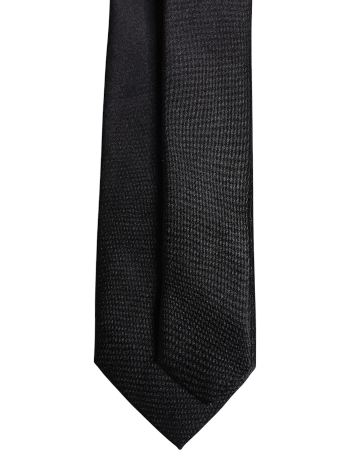 Dolce & Gabbana Men Black Solid Silk Adjustable Necktie Accessory Tie