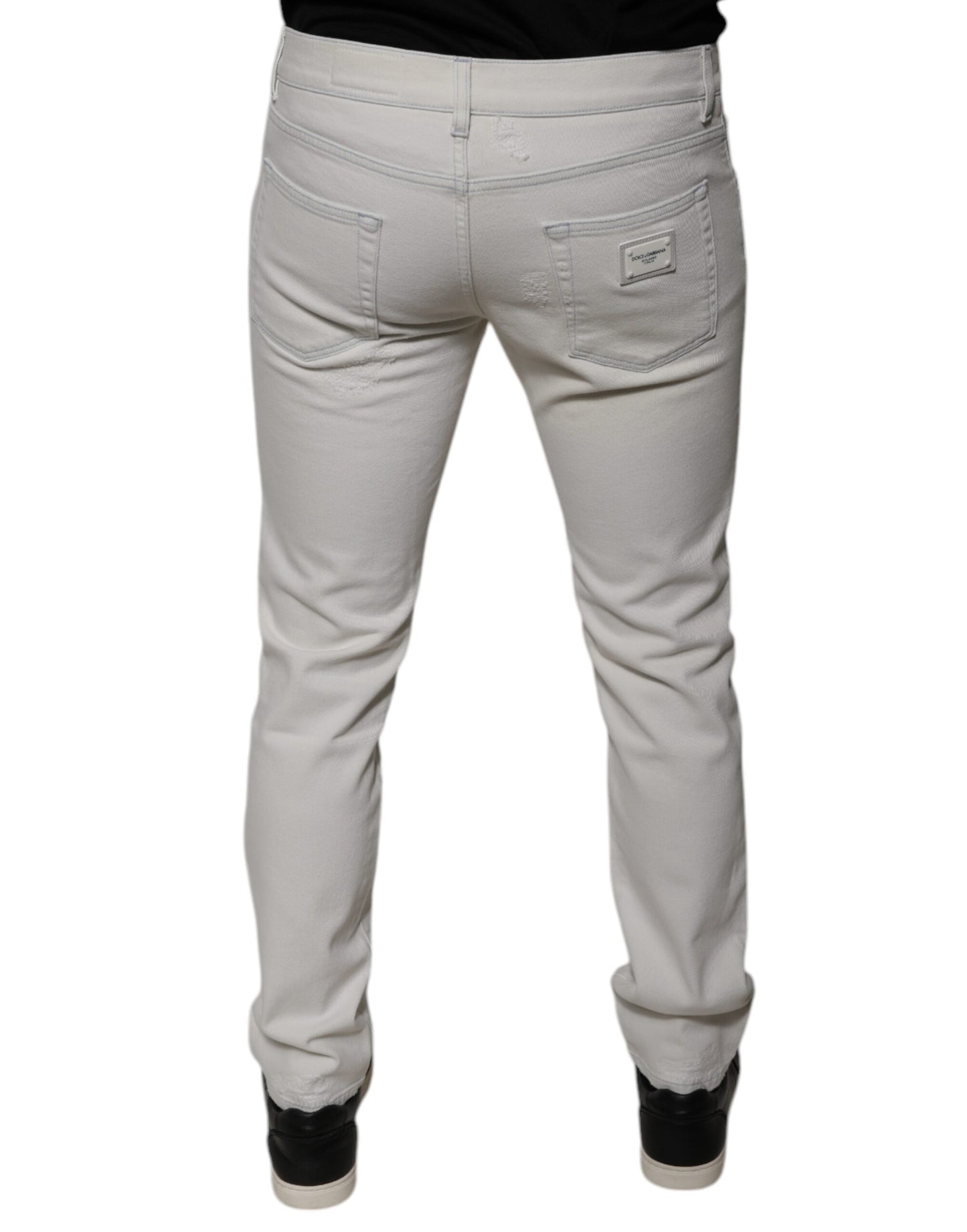 Dolce & Gabbana White Cotton Stretch Skinny Men Denim Jeans