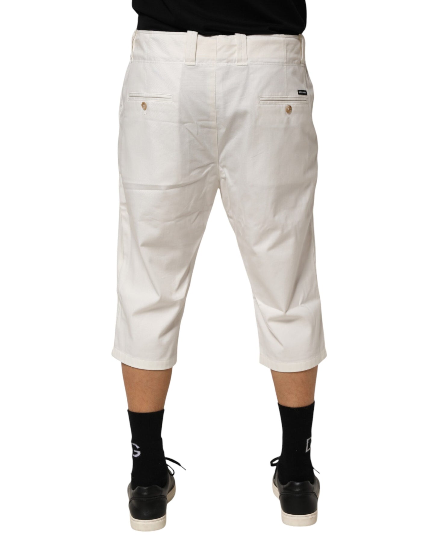Dolce & Gabbana White Cotton Stretch Cropped Trouser Pants