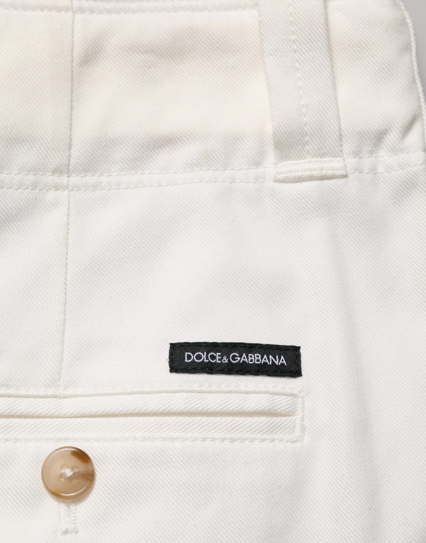 Dolce & Gabbana White Cotton Stretch Cropped Trouser Pants