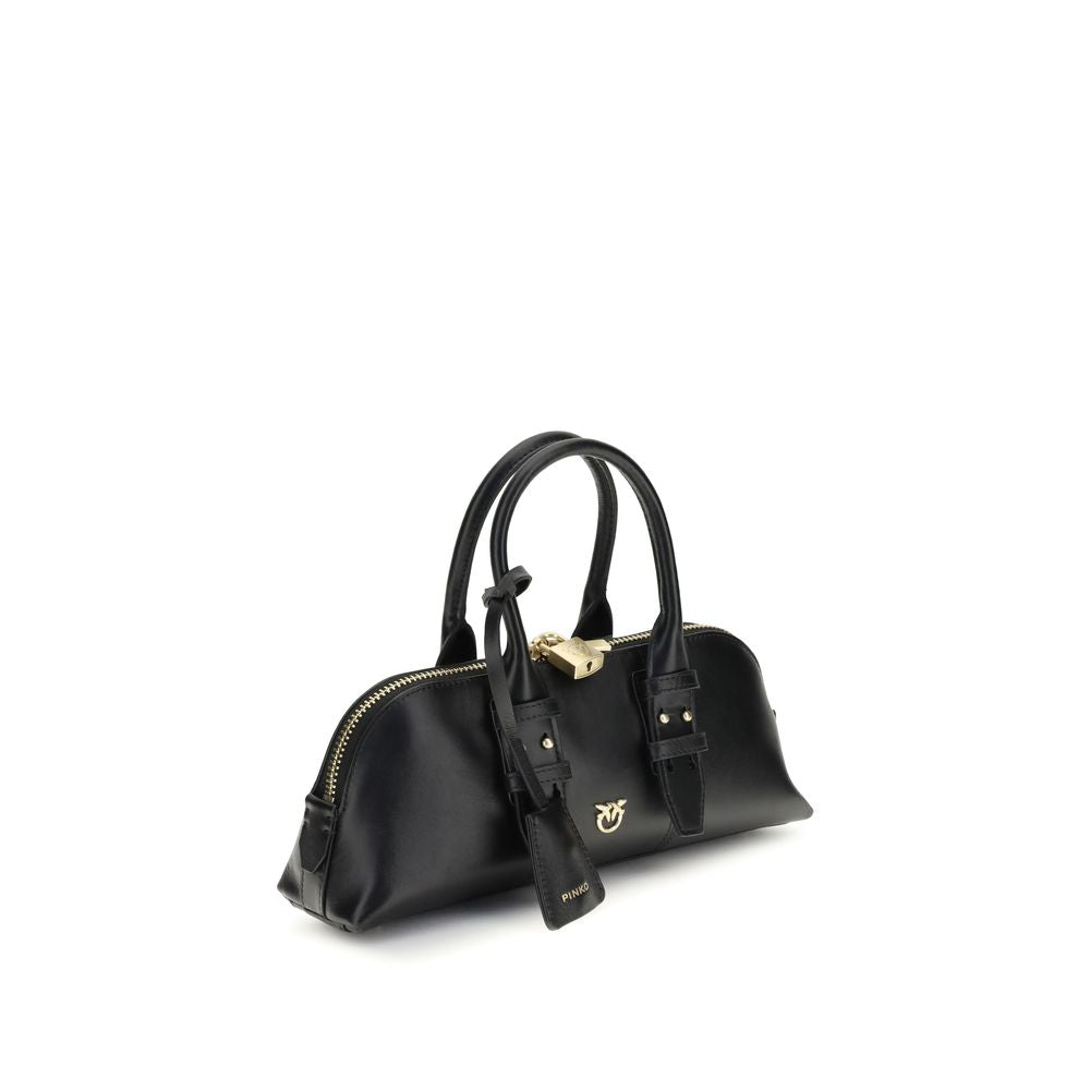 PINKO Black Calf Leather Bos Taurus Handbag