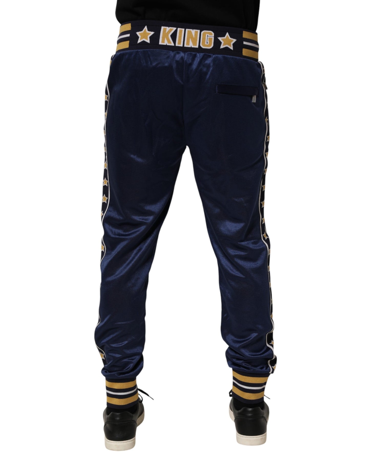 Dolce & Gabbana Blue Nylon Jogger Mid Waist Trouser Pants