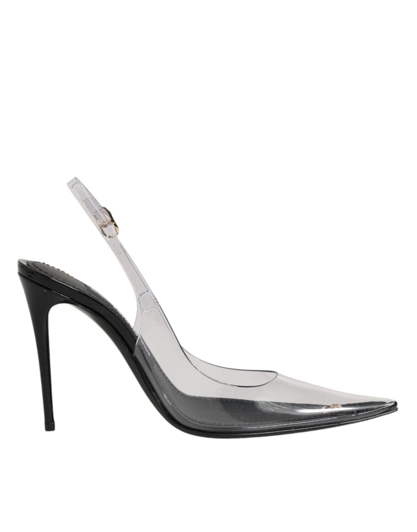Dolce & Gabbana Black Leather Clear PVC Slingback Pumps Shoes