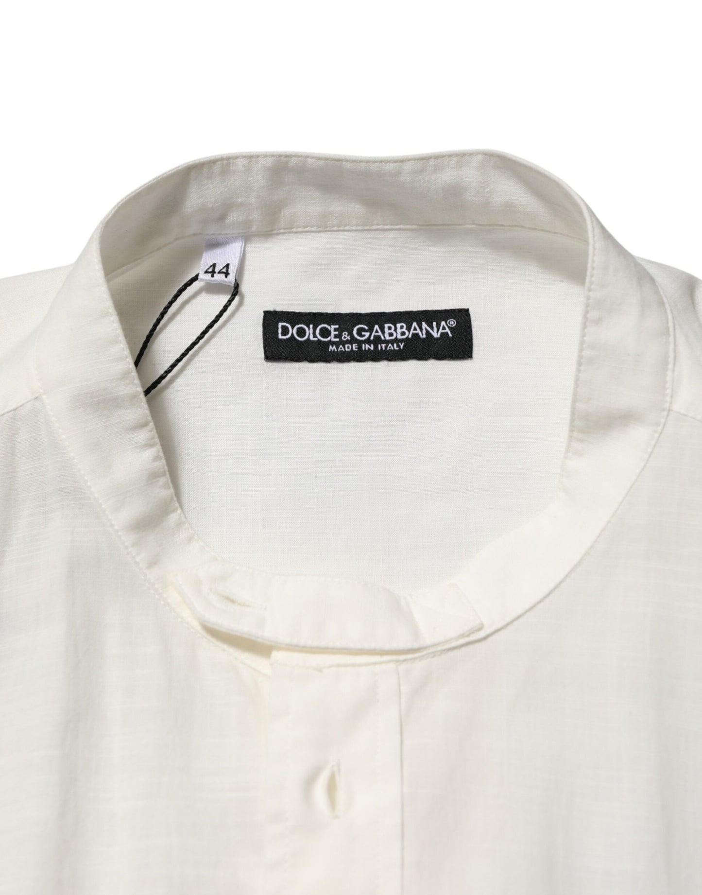Dolce & Gabbana White Cotton Floral Print Button Down Shirt