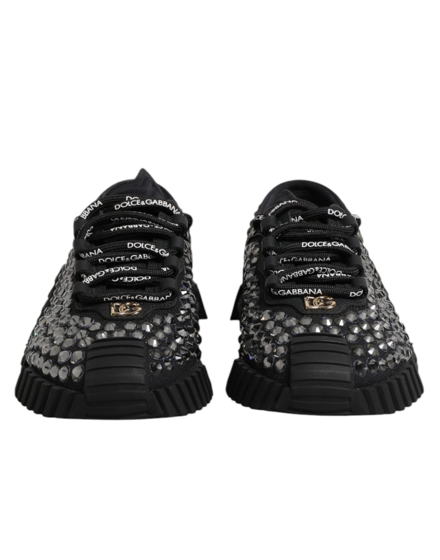 Dolce & Gabbana Shoes Black Embellished Low Top NS1 Sneakers Shoes
