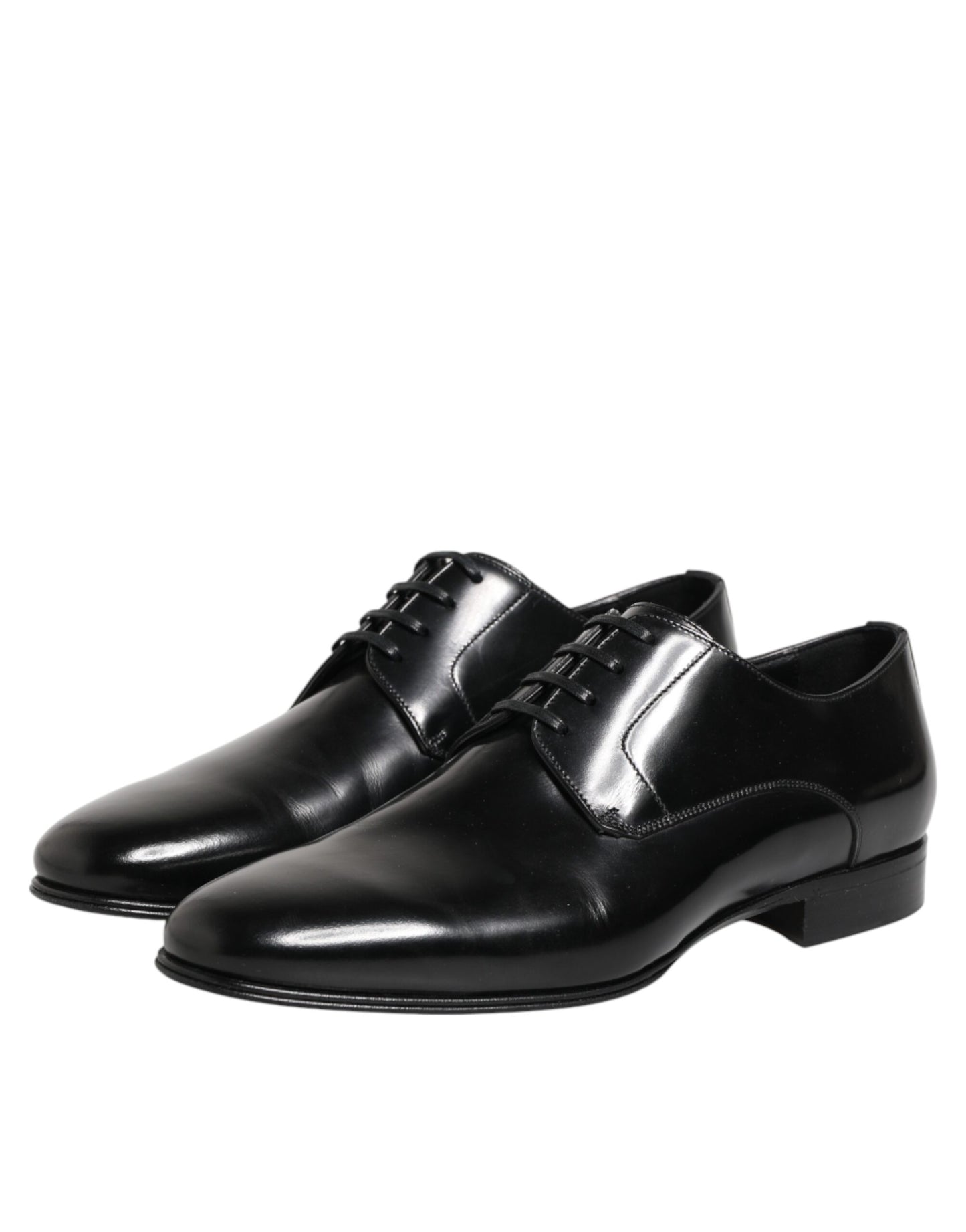 Dolce & Gabbana Black Calfskin Leather Derby Men Dress Shoes