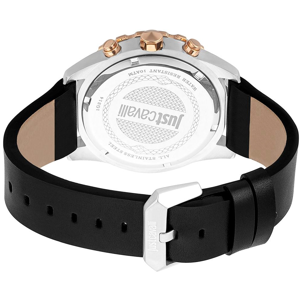 Just Cavalli Black Leather Bracelet Watch