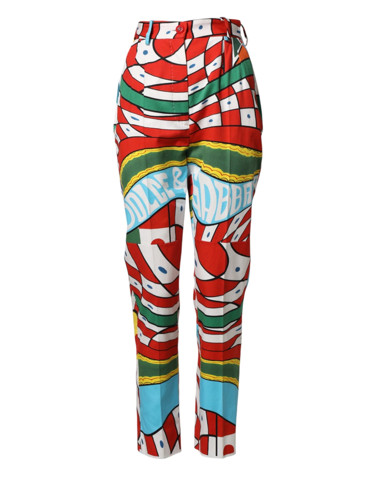 Dolce & Gabbana Multicolor Geometric Pattern Straight Pants