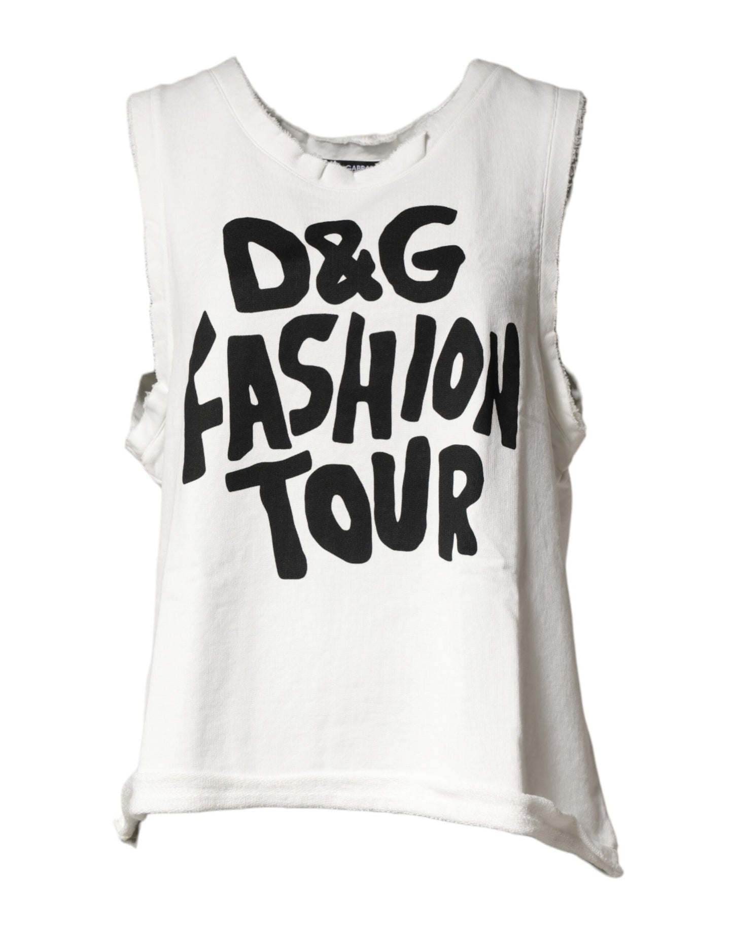 Dolce & Gabbana White Graphic CrewNeck Sleeveless Tank T-shirt