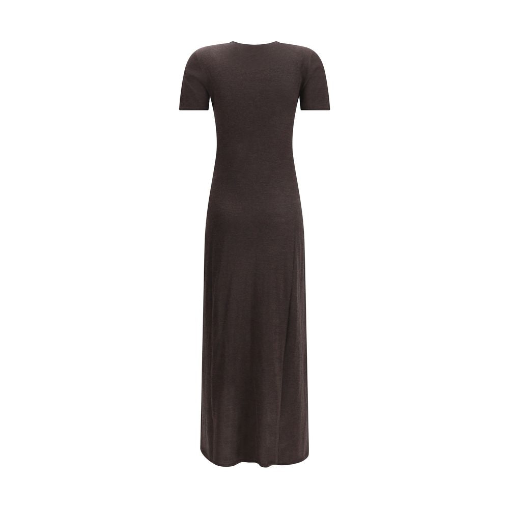 Ferragamo Brown Fleece Wool Long Dress