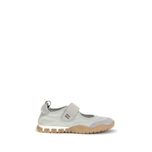 Miu Miu Gray Recycled Polyamide Ballet Flats