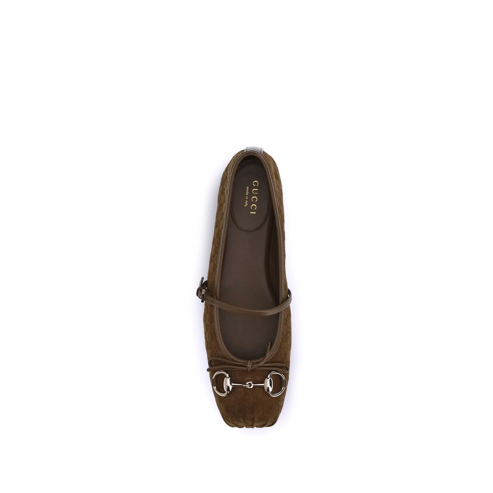 Gucci Brown Goatskin Ballet Flats