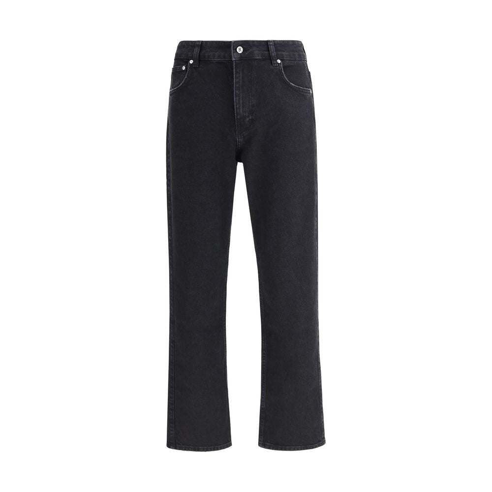 Represent Black Cotton Straight-Leg Jeans