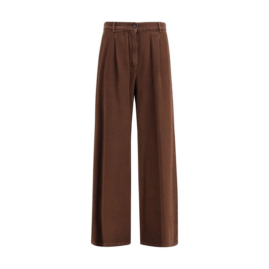 Max Mara Brown Cotton Casual Pants